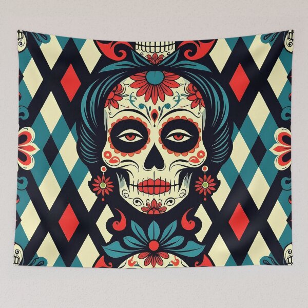 Item preview, Candy Skulls Argyle Pattern – Gothic Day of the Dead Design designed and sold by WhimsicalThredz.