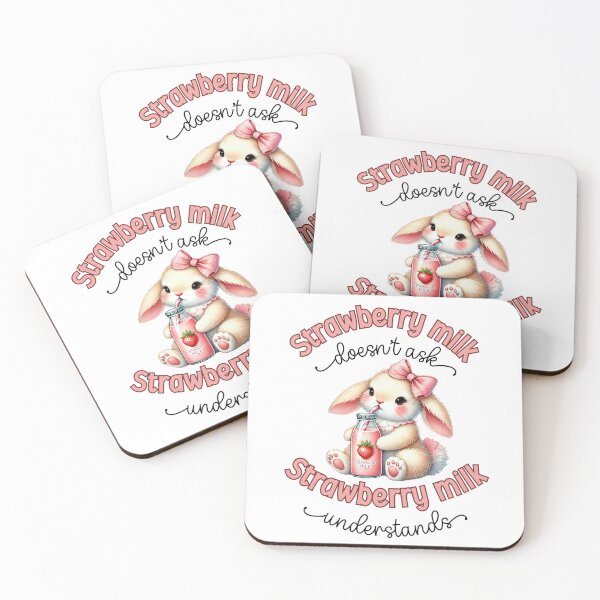 Item preview, Strawberry Milk Doesn't Ask, Strawberry Milk Understands, Kawaii Bunny designed and sold by ChibiNekoSpace.