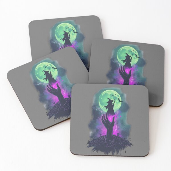 Item preview, Neon Witch Halloween Design – Hand from Ground, Full Moon, Spooky Magic for Apparel & Home designed and sold by Mintiko2.