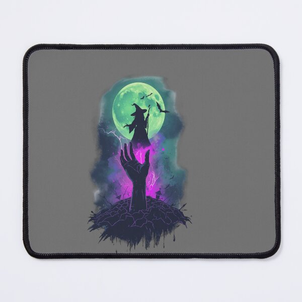 Item preview, Neon Witch Halloween Design – Hand from Ground, Full Moon, Spooky Magic for Apparel & Home designed and sold by Mintiko2.