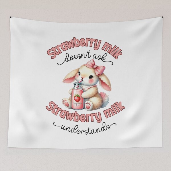 Item preview, Strawberry Milk Doesn't Ask, Strawberry Milk Understands, Kawaii Bunny designed and sold by ChibiNekoSpace.