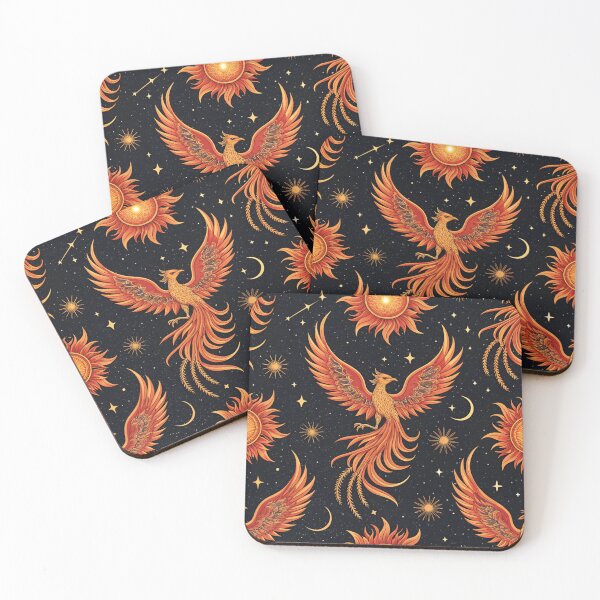 Item preview, Phoenix birds with rising suns , fiery orange and gold . designed and sold by Lucky 777.