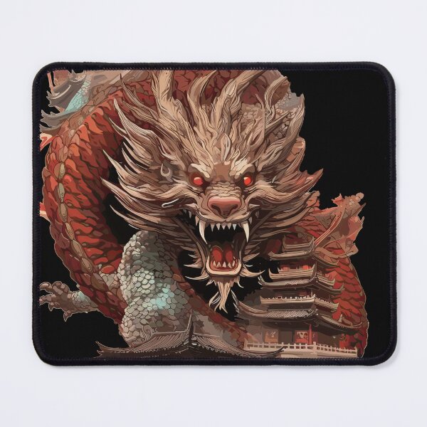 Item preview, Ancient Temple Guardian Dragon with Red Eyes Dragon Japan Style designed and sold by Daagath.