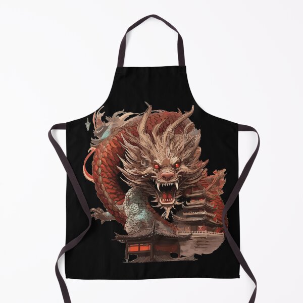 Item preview, Ancient Temple Guardian Dragon with Red Eyes Dragon Japan Style designed and sold by Daagath.