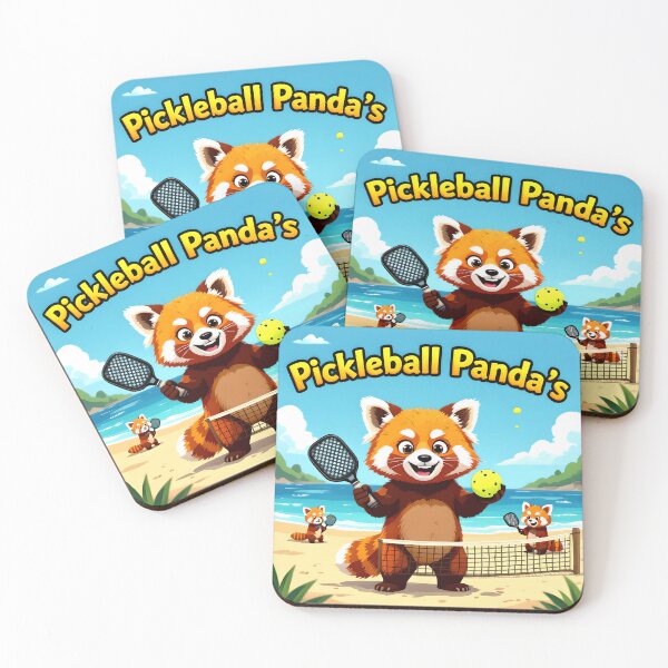 Item preview, pickleball red pandas cartoon art designed and sold by SmashingDeals.