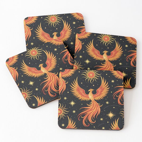 Item preview, Phoenix birds with rising suns , fiery orange and gold . designed and sold by Lucky 777.