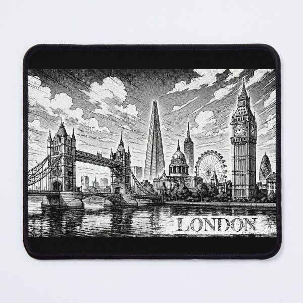 Item preview, London Skyline Illustration – Black and White Cityscape Artwork designed and sold by Pixel-Up.