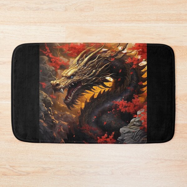 Item preview, Golden Black Dragon Amid Crimson Autumn Leaves dragon japan style designed and sold by Daagath.