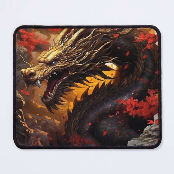 Item preview, Golden Black Dragon Amid Crimson Autumn Leaves dragon japan style designed and sold by Daagath.