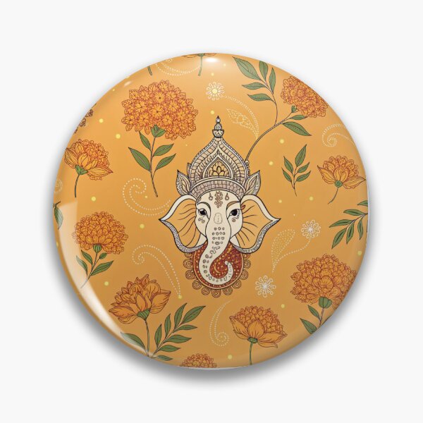 Item preview, Ganesha symbols with marigold flowers . designed and sold by Lucky 777.