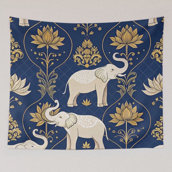 Item preview, Elephants with raised trunks surrounded by lotus flowers . designed and sold by Lucky 777.
