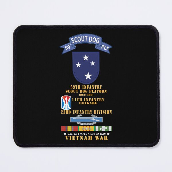 Item preview, Army - 59th Infantry Scout Dog Platoon - Blue Tab, 11th Inf Bde, 23rd Inf Div - w CIB 3 Stars VN SVC X 300 designed and sold by Military Insignia Products.