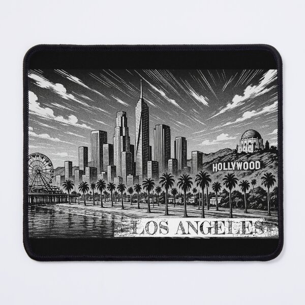 Item preview, Los Angeles Skyline Illustration – Black and White Cityscape Artwork designed and sold by Pixel-Up.