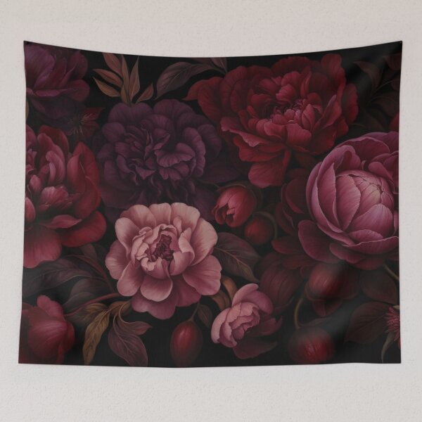 Item preview, Victorian Grandeur Large Flowers Burgundy Red designed and sold by artsandsoul.