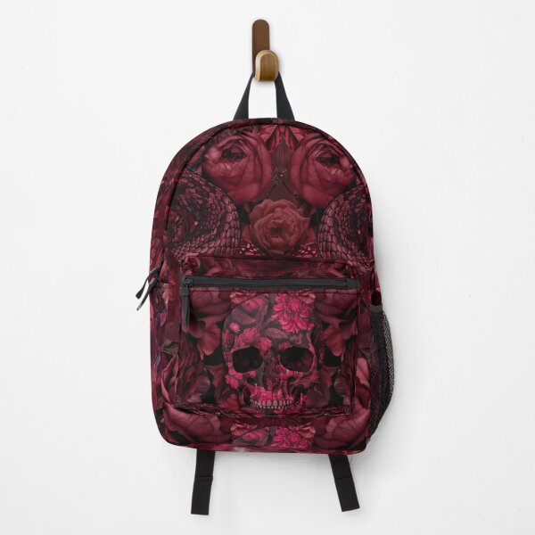 Item preview, Baroque Flower Skull And Snake Opulence Deep Red designed and sold by artsandsoul.