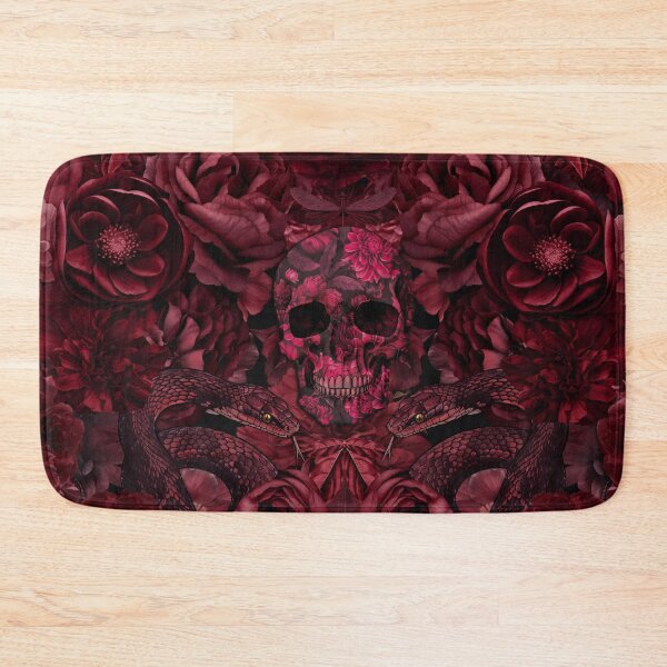 Item preview, Baroque Flower Skull And Snake Opulence Deep Red designed and sold by artsandsoul.