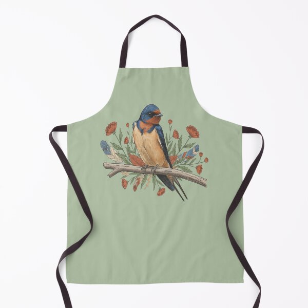 Item preview, Barn Swallow Bird with Branch and Rustic Flowers designed and sold by BirdsnStuff.