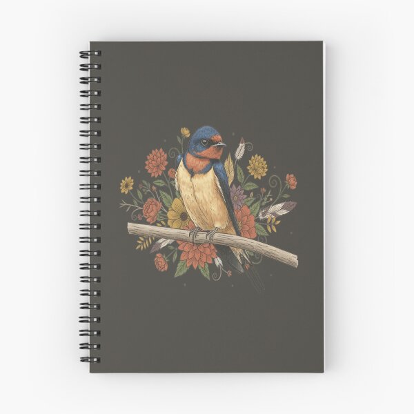 Item preview, Barn Swallow Bird with Colorful Flowers designed and sold by BirdsnStuff.