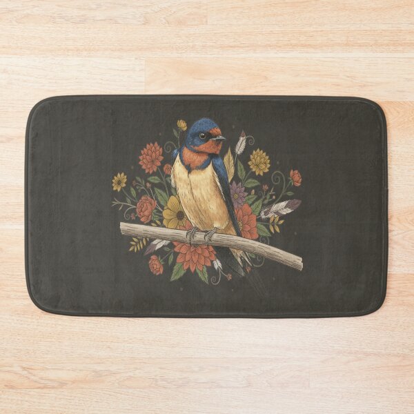 Item preview, Barn Swallow Bird with Colorful Flowers designed and sold by BirdsnStuff.