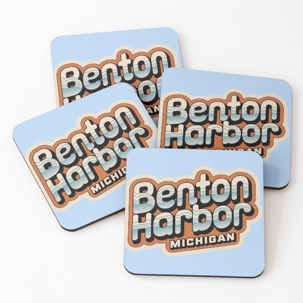Item preview, Benton Harbor Michigan 70s Retro Decal designed and sold by TheOldMittenIllustrated.