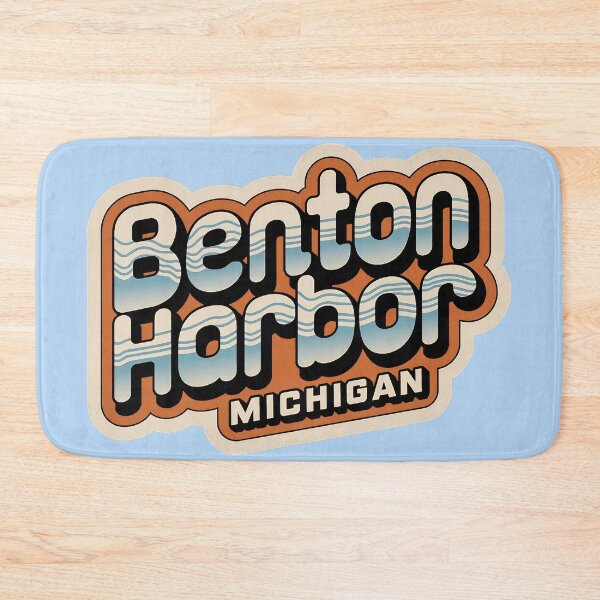 Item preview, Benton Harbor Michigan 70s Retro Decal designed and sold by TheOldMittenIllustrated.