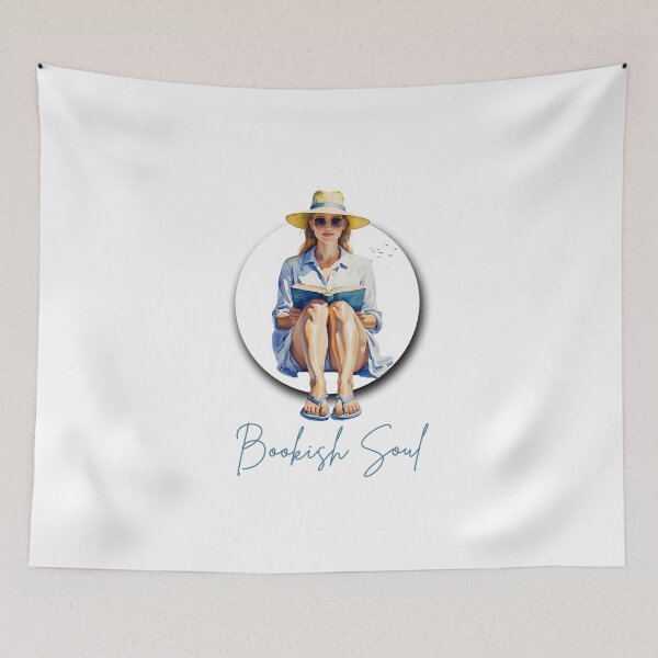 Item preview, Bookish Soul – Cozy Reader Aesthetic Watercolor Woman in Hat Reading Book Illustration designed and sold by Yuli Club.