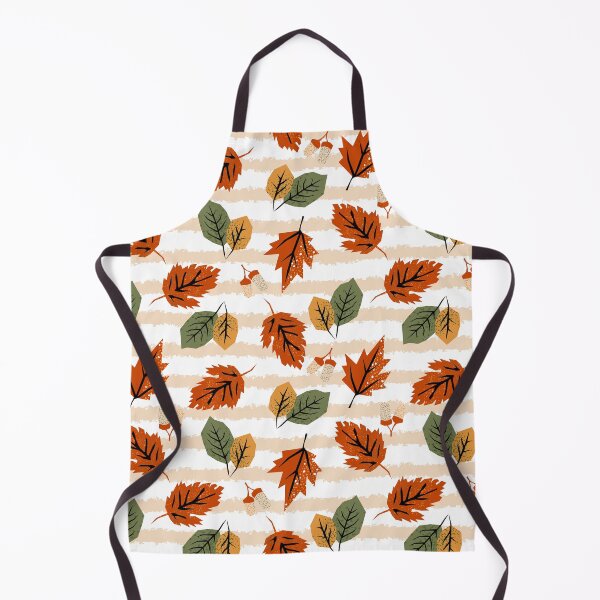 Aperçu de l'œuvre Feuilles d'automne sur un motif à rayures pastel créée et vendue par Farissa Designs.