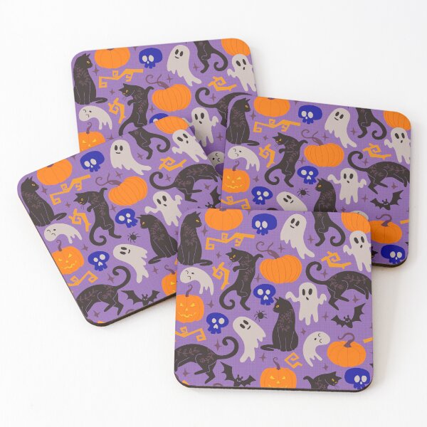 Item preview, Halloween Black Cats with Pumpkins and Ghost Pattern designed and sold by Farissa Designs.