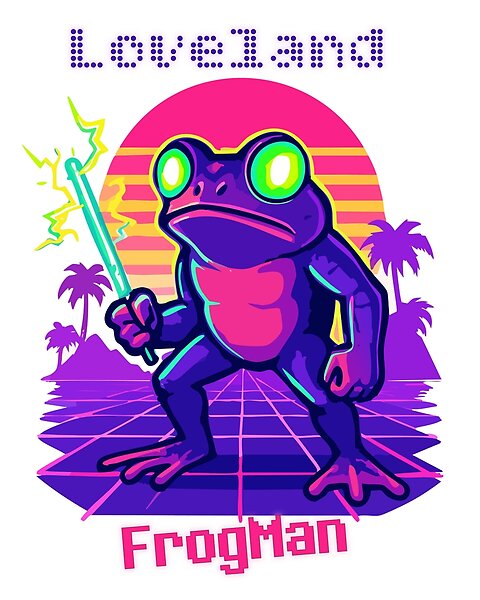 Loveland Frogman neon synthwave artwork