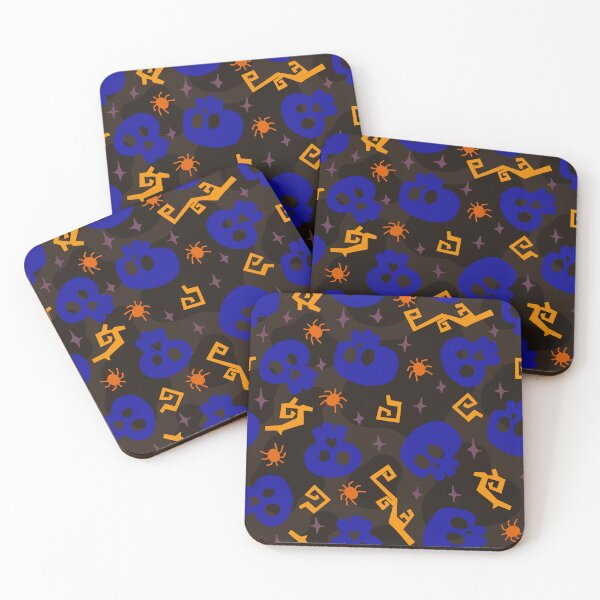 Item preview, Blue Skulls and Tiny Spiders Spooky Halloween Pattern designed and sold by Farissa Designs.