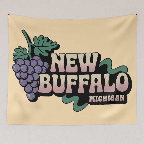 Item preview, New Buffalo Michigan Grapes 70s Retro Decal designed and sold by TheOldMittenIllustrated.