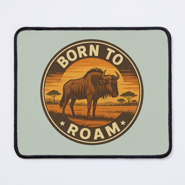 Item preview, Born to Roam – Retro Wildebeest Safari Wildlife designed and sold by hangmeart.