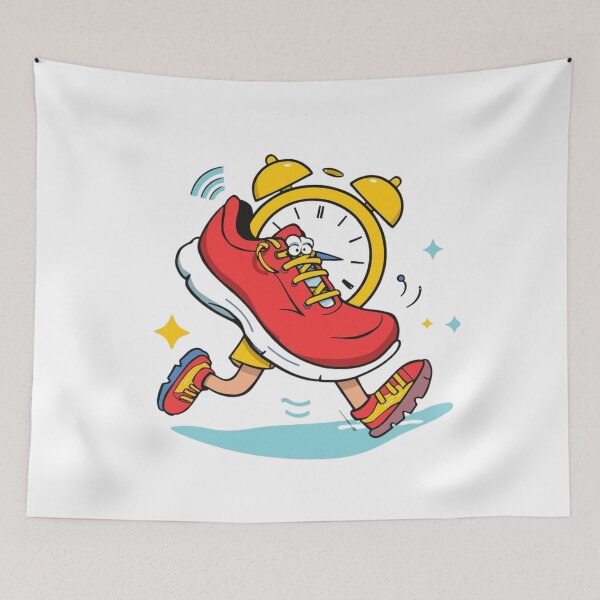 Item preview, Funny Running Shoe T-Shirt – Cartoon Sneaker with Alarm Clock Design designed and sold by ZYNORAworld.