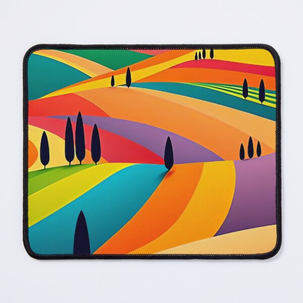 Item preview, Colourful fields with cypresses designed and sold by SpeckAndLook.