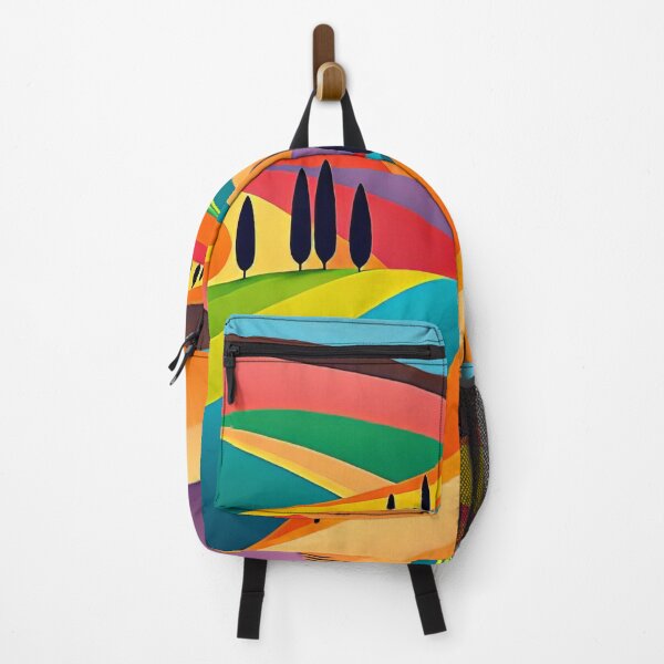 Item preview, Colourful fields with cypresses designed and sold by SpeckAndLook.