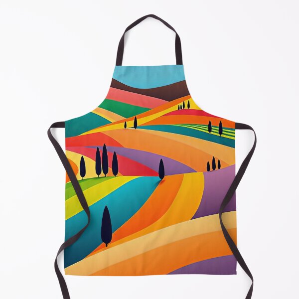 Item preview, Colourful fields with cypresses designed and sold by SpeckAndLook.