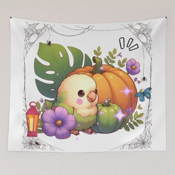Item preview, Autumn Pumpkin Parrot – Cute Tropical Fall Bird Illustration designed and sold by Sugar Wisdom .