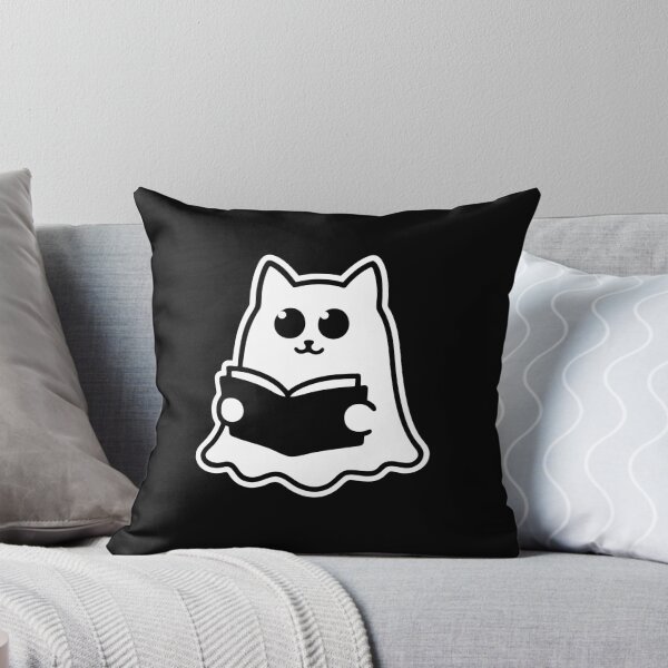 Item preview, cute kawaii sheet ghost cat reading a book designed and sold by friendlycoronerstore.