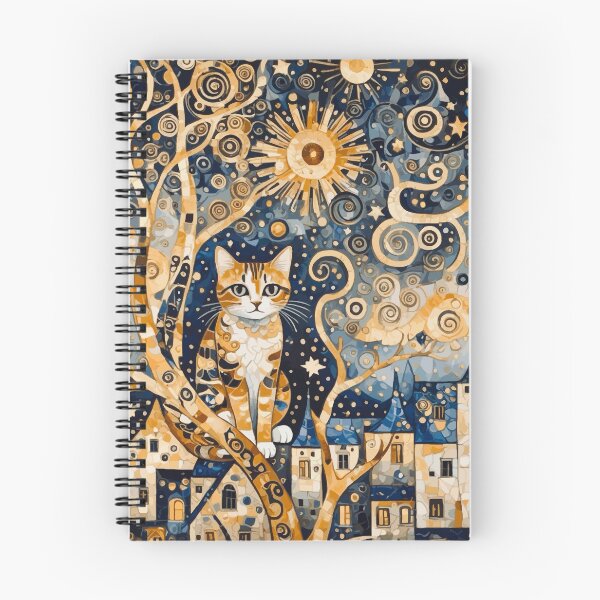 Item preview, Starry Night Sky with Cat After Gustav Klimt designed and sold by Vicky Brago-Mitchell®.