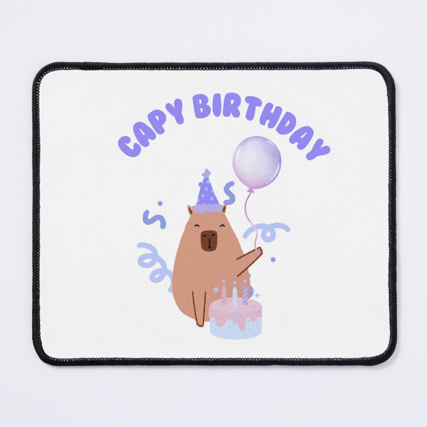 Item preview, purple Happy Birthday Capybara Capybirthday with cake and balloons designed and sold by luckyhue.