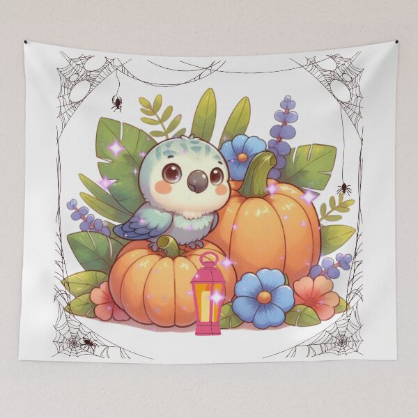Item preview, Autumn Pumpkin Parrot – Cute Tropical Fall Bird Illustration designed and sold by Sugar Wisdom .