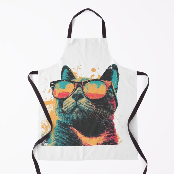 Item preview, Retro Cool Cat with Sunglasses – Vintage 80s Style designed and sold by AlexLineArt.