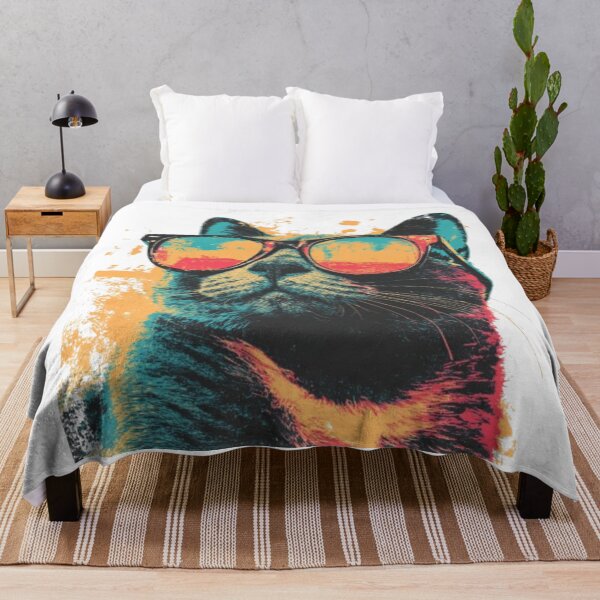 Item preview, Retro Cool Cat with Sunglasses – Vintage 80s Style designed and sold by AlexLineArt.