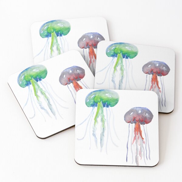 Item preview, Fluorescent Jellyfish Watercolour – Bioluminescence Inspired Art designed and sold by maisielabmouse.