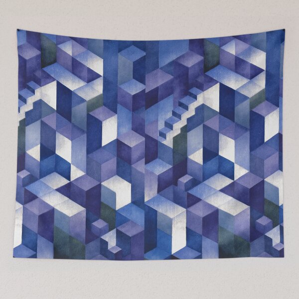 Item preview, Dreamlike impossible staircase labyrinth painted in watercolor style designed and sold by Piotrek0001.