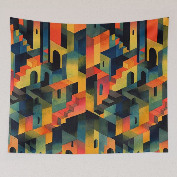 Item preview, Impossible dream worlds unfolding through watercolor stair illusions designed and sold by Piotrek0001.