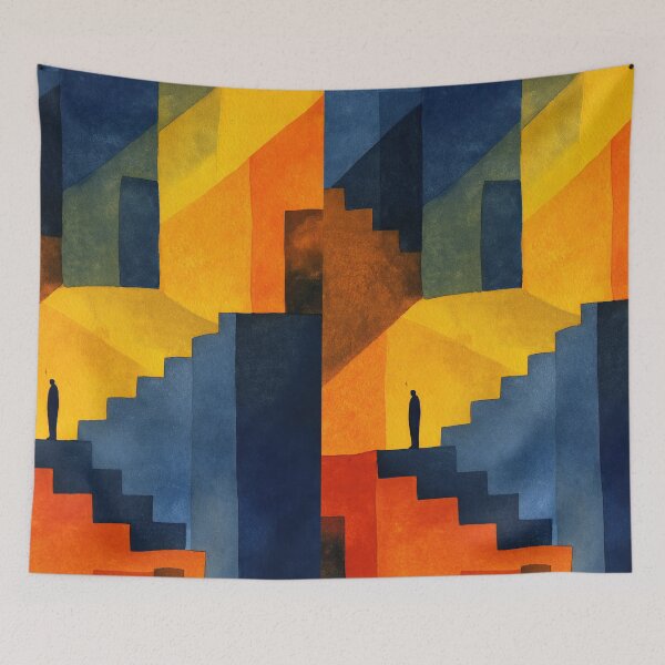 Item preview, Watercolor dream maze with endless surreal architectural shapes designed and sold by Piotrek0001.