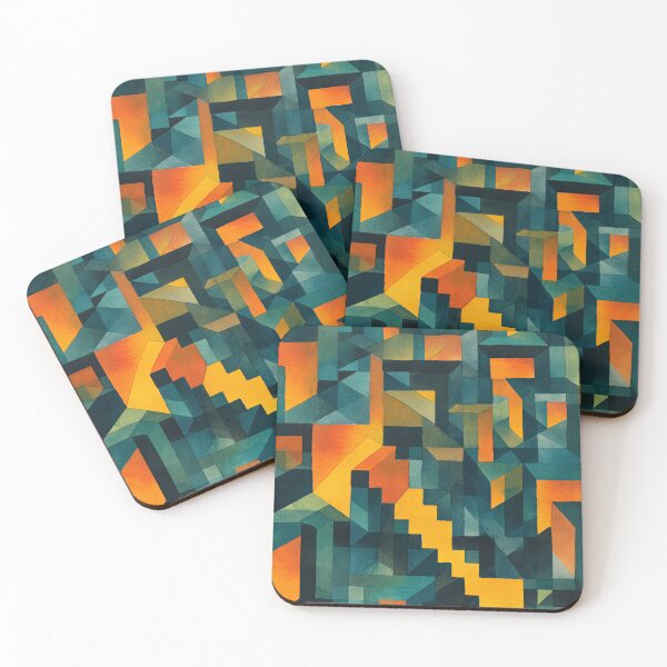 Item preview, Watercolor art of surreal labyrinth and endless stairs designed and sold by Piotrek0001.