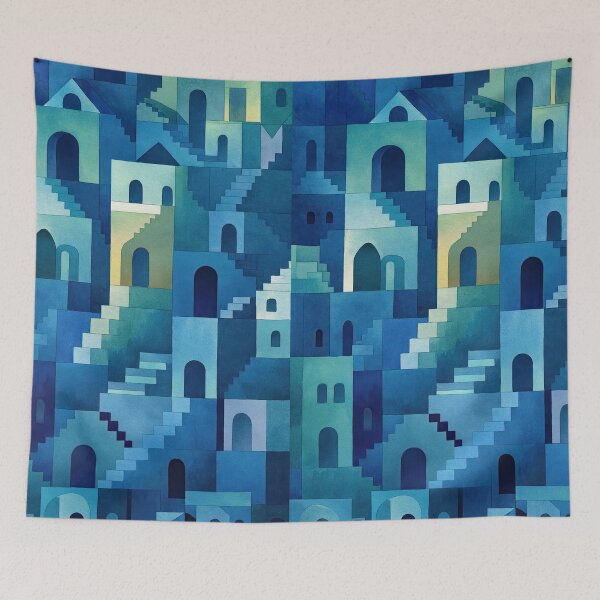 Item preview, Fantastic dream labyrinth painted in calm watercolor tones designed and sold by Piotrek0001.