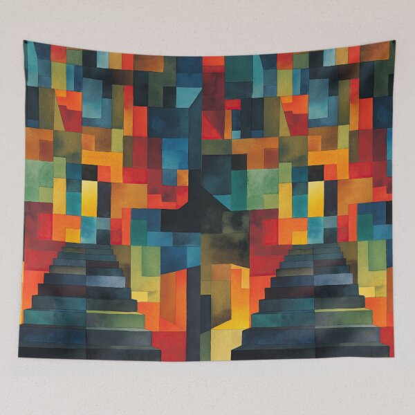 Item preview, Surreal impossible stair maze drawn with watercolor softness designed and sold by Piotrek0001.